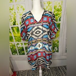 Multicolor Tribal Aztec Print Blouse